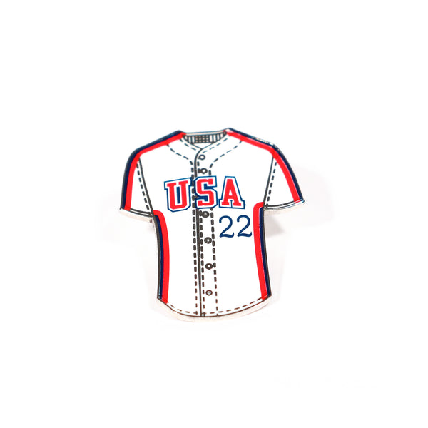 '84 White Retro Block Jersey Lapel Pin