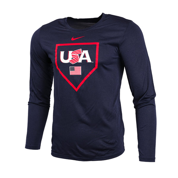 Navy Home Plate Long Sleeve Dri-Fit Tee